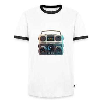 Soundblaster - T-shirt contrasté Homme - blanc/noir - Devant - AI Model Female 172 light (172cm) & AI Model Male 178 dark (178cm)