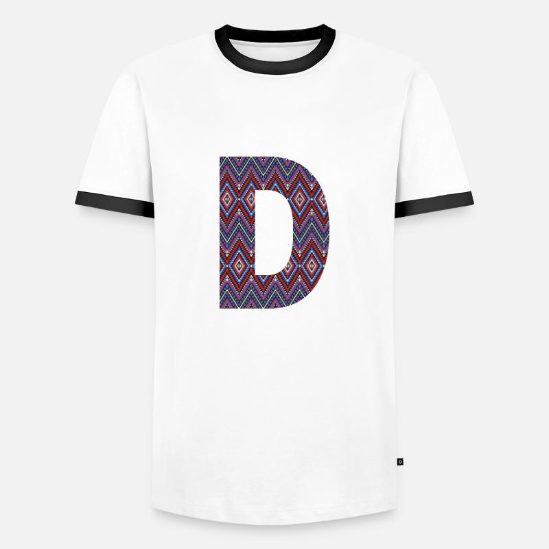 Monogramm Buchstabe D - geometrisches Muster - Männer Kontrast-T-Shirt - Weiß/Schwarz