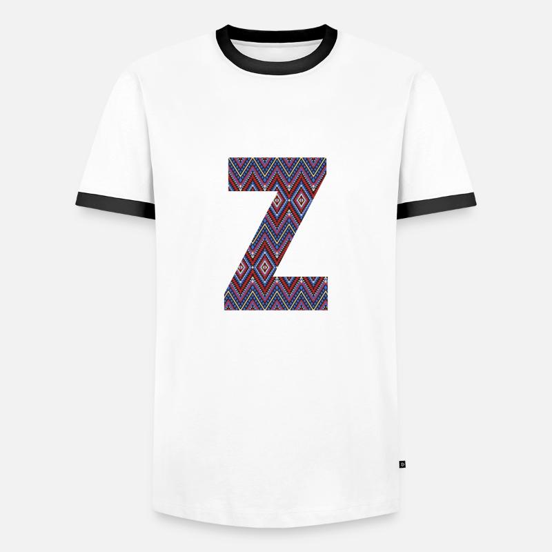 Monogram Letter Z- geometric pattern - Men's Ringer Shirt - white/black