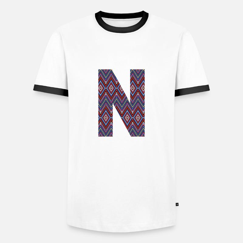 Monogramm Buchstabe N - geometrisches Muster - Männer Kontrast-T-Shirt - Weiß/Schwarz