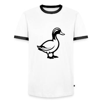 Ente Vögel Enten - Männer Kontrast-T-Shirt - Weiß/Schwarz - Vorne - AI Model Female 172 light (172cm) & AI Model Male 178 dark (178cm)