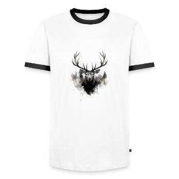 Deer - Men's Ringer Shirt - white/black - Front - AI Model Female 172 light (172cm) & AI Model Male 178 dark (178cm)