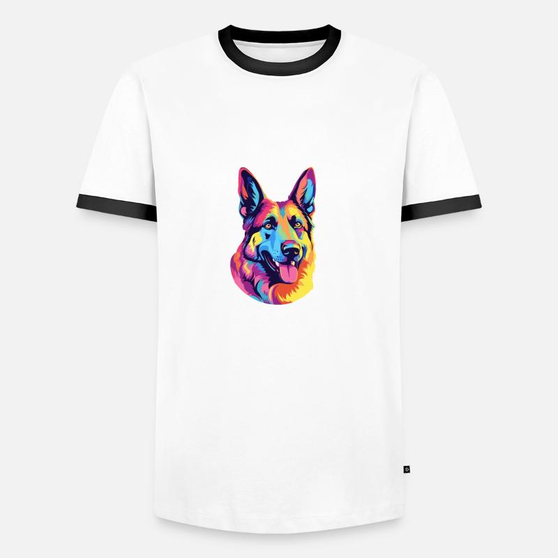 Schäferhund - Männer Kontrast-T-Shirt - Weiß/Schwarz