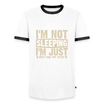 I ́m not Sleeping I ́m just resting my Eyes - Men's Ringer Shirt - white/black - Front - AI Model Female 172 light (172cm) & AI Model Male 178 dark (178cm)