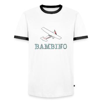 Aviation plane design Bambino - Men's Ringer Shirt - white/black - Front - AI Model Female 172 light (172cm) & AI Model Male 178 dark (178cm)