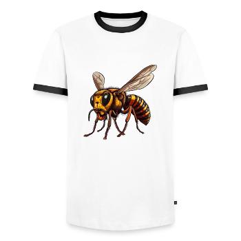Ceux qui ont des frelons n’ont pas de guêpes - T-shirt contrasté Homme - blanc/noir - Devant - AI Model Female 172 light (172cm) & AI Model Male 178 dark (178cm)