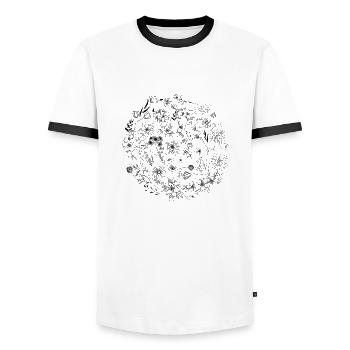 Minimalist flower - Men's Ringer Shirt - white/black - Front - AI Model Female 172 light (172cm) & AI Model Male 178 dark (178cm)