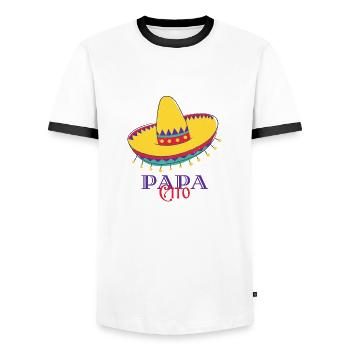 Papa cito - T-shirt contrasté Homme - blanc/noir - Devant - AI Model Female 172 light (172cm) & AI Model Male 178 dark (178cm)