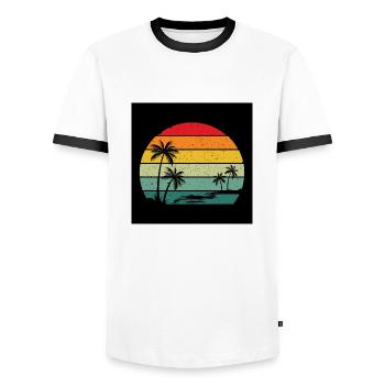 Retro Sunset - Men's Ringer Shirt - white/black - Front - AI Model Female 172 light (172cm) & AI Model Male 178 dark (178cm)
