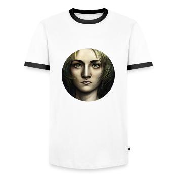 Woman Portrait - Abstract - Männer Kontrast-T-Shirt - Weiß/Schwarz - Vorne - AI Model Female 172 light (172cm) & AI Model Male 178 dark (178cm)
