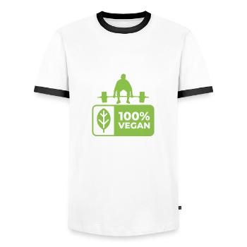 Veganer Stil mit Herz: Einzigartiges Design - Männer Kontrast-T-Shirt - Weiß/Schwarz - Vorne - AI Model Female 172 light (172cm) & AI Model Male 178 dark (178cm)
