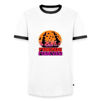 Friends Forever - Männer Kontrast-T-Shirt - Weiß/Schwarz - Vorne - AI Model Female 172 light (172cm) & AI Model Male 178 dark (178cm)