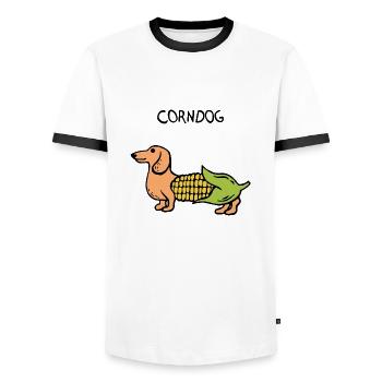 Corndog - Men's Ringer Shirt - white/black - Front - AI Model Female 172 light (172cm) & AI Model Male 178 dark (178cm)