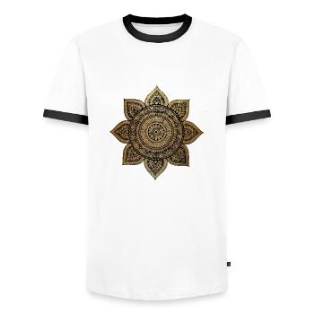 Mandala - Men's Ringer Shirt - white/black - Front - AI Model Female 172 light (172cm) & AI Model Male 178 dark (178cm)