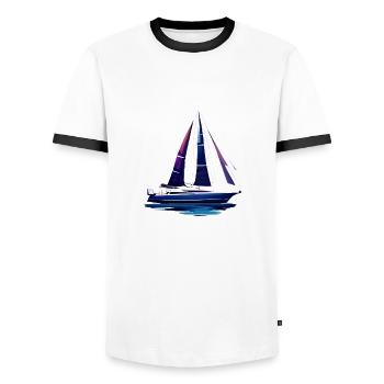 voilier voilier voilier voilier voilier voilier - T-shirt contrasté Homme - blanc/noir - Devant - AI Model Female 172 light (172cm) & AI Model Male 178 dark (178cm)