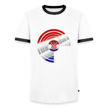 Croatia hrvatska croatia hrv travel europe zagreb - Men's Ringer Shirt - white/black - Front - AI Model Female 172 light (172cm) & AI Model Male 178 dark (178cm)