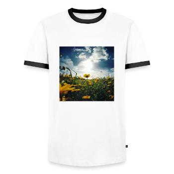 Blumenwiese - Männer Kontrast-T-Shirt - Weiß/Schwarz - Vorne - AI Model Female 172 light (172cm) & AI Model Male 178 dark (178cm)