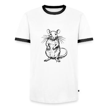 Ratte Maus Nagetier Ratten - Männer Kontrast-T-Shirt - Weiß/Schwarz - Vorne - AI Model Female 172 light (172cm) & AI Model Male 178 dark (178cm)