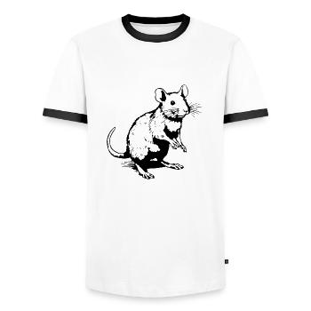 Ratte Maus Nagetier Ratten - Männer Kontrast-T-Shirt - Weiß/Schwarz - Vorne - AI Model Female 172 light (172cm) & AI Model Male 178 dark (178cm)