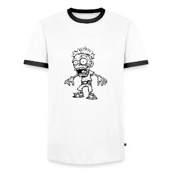 Zombie Undead Halloween Horror - Men's Ringer Shirt - white/black - Front - AI Model Female 172 light (172cm) & AI Model Male 178 dark (178cm)