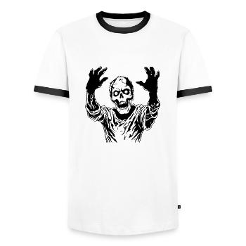 Zombie Undead Halloween Horror - Men's Ringer Shirt - white/black - Front - AI Model Female 172 light (172cm) & AI Model Male 178 dark (178cm)