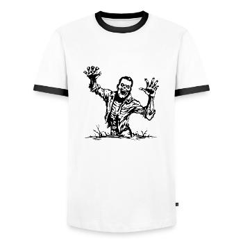 Zombie Undead Halloween Horror - Men's Ringer Shirt - white/black - Front - AI Model Female 172 light (172cm) & AI Model Male 178 dark (178cm)