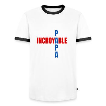 Papa incroyable - T-shirt contrasté Homme - blanc/noir - Devant - AI Model Female 172 light (172cm) & AI Model Male 178 dark (178cm)