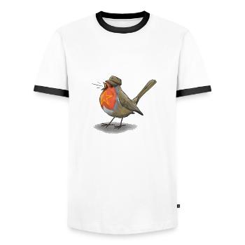 Red Throat - Men's Ringer Shirt - white/black - Front - AI Model Female 172 light (172cm) & AI Model Male 178 dark (178cm)