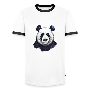 Space panda - T-shirt contrasté Homme - blanc/noir - Devant - AI Model Female 172 light (172cm) & AI Model Male 178 dark (178cm)
