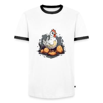 Joo die Henne - Männer Kontrast-T-Shirt - Weiß/Schwarz - Vorne - AI Model Female 172 light (172cm) & AI Model Male 178 dark (178cm)