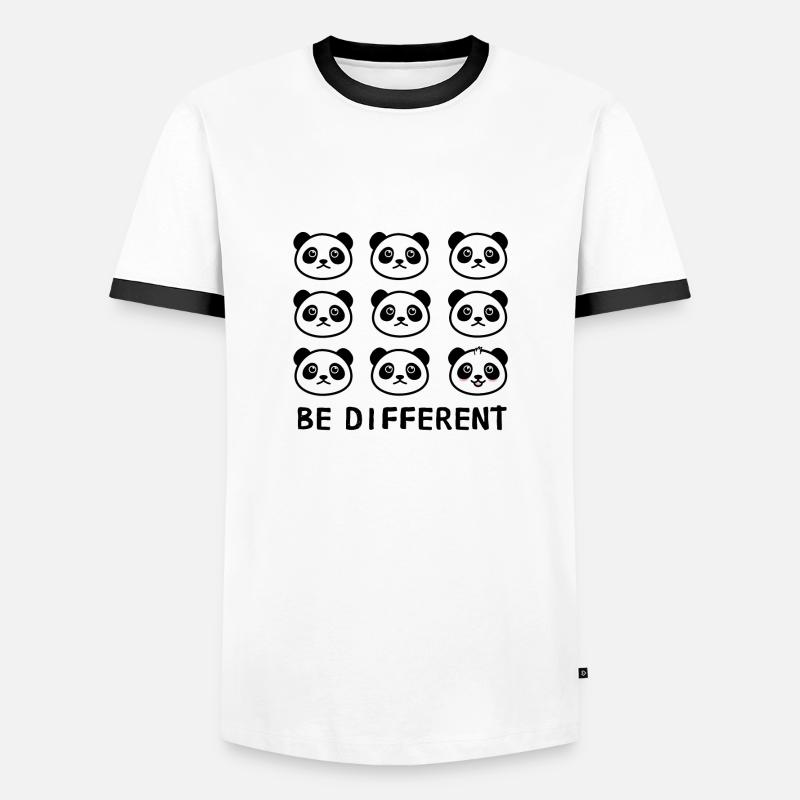 BE DIFFERENT Panda - Männer Kontrast-T-Shirt - Weiß/Schwarz