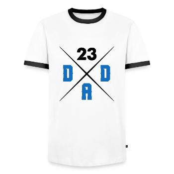 dad 23 - Men's Ringer Shirt - white/black - Front - AI Model Female 172 light (172cm) & AI Model Male 178 dark (178cm)