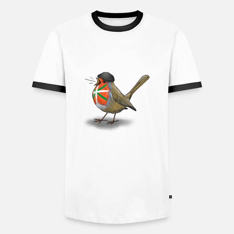 Basque robin - Men's Ringer Shirt - white/black