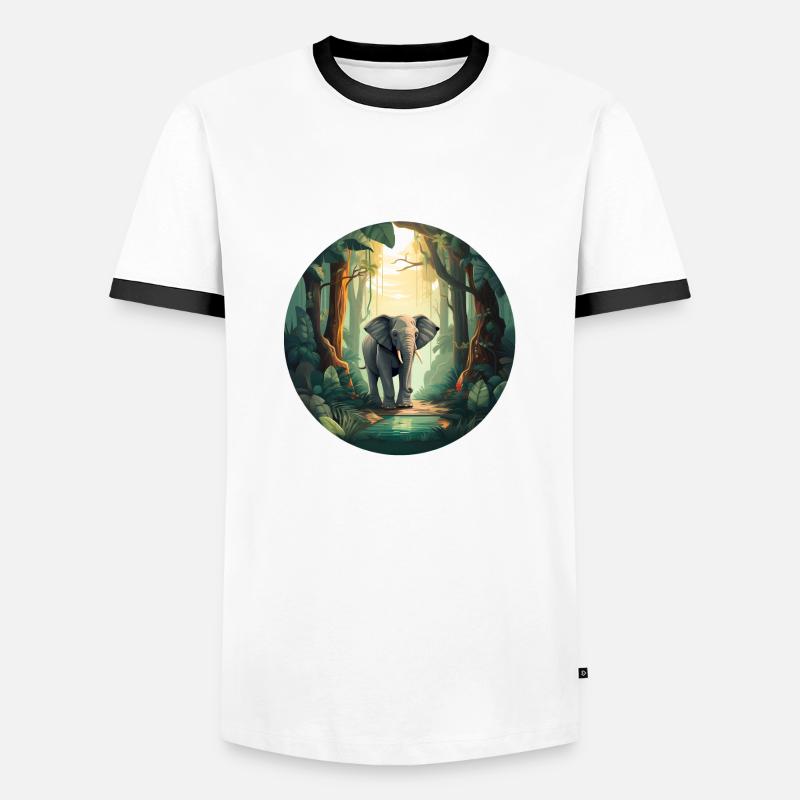 Rainforest Elephant - Men's Ringer Shirt - white/black