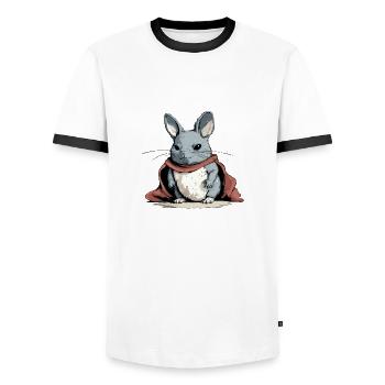 Kiki le chinchilla - T-shirt contrasté Homme - blanc/noir - Devant - AI Model Female 172 light (172cm) & AI Model Male 178 dark (178cm)