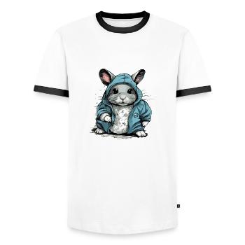 Bibi le chinchilla - T-shirt contrasté Homme - blanc/noir - Devant - AI Model Female 172 light (172cm) & AI Model Male 178 dark (178cm)