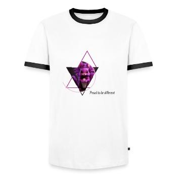 Hybride lapin-écureuil vampire ! - T-shirt contrasté Homme - blanc/noir - Devant - AI Model Female 172 light (172cm) & AI Model Male 178 dark (178cm)