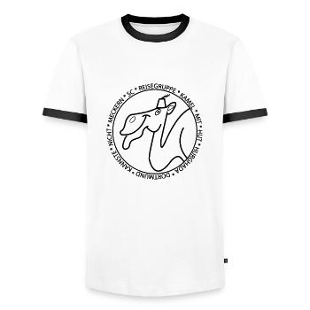 schwarz - Männer Kontrast-T-Shirt - Weiß/Schwarz - Vorne - AI Model Female 172 light (172cm) & AI Model Male 178 dark (178cm)