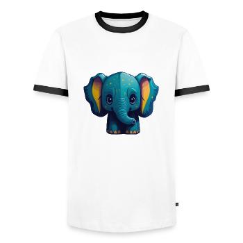 Cute Elephant - Men's Ringer Shirt - white/black - Front - AI Model Female 172 light (172cm) & AI Model Male 178 dark (178cm)