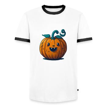Halloween Pumpkin - Men's Ringer Shirt - white/black - Front - AI Model Female 172 light (172cm) & AI Model Male 178 dark (178cm)