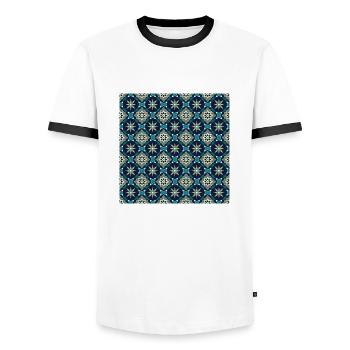 Carreaux Motif Sans Couture Motif Géométrique Art Moderne - T-shirt contrasté Homme - blanc/noir - Devant - AI Model Female 172 light (172cm) & AI Model Male 178 dark (178cm)