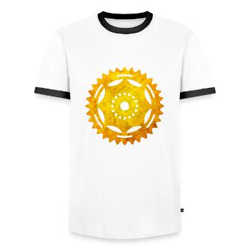 Fahrrad - Männer Kontrast-T-Shirt - Weiß/Schwarz - Vorne - AI Model Female 172 light (172cm) & AI Model Male 178 dark (178cm)