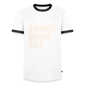 Fahrrad - Männer Kontrast-T-Shirt - Weiß/Schwarz - Vorne - AI Model Female 172 light (172cm) & AI Model Male 178 dark (178cm)