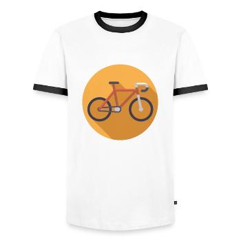 Fahrrad - Männer Kontrast-T-Shirt - Weiß/Schwarz - Vorne - AI Model Female 172 light (172cm) & AI Model Male 178 dark (178cm)