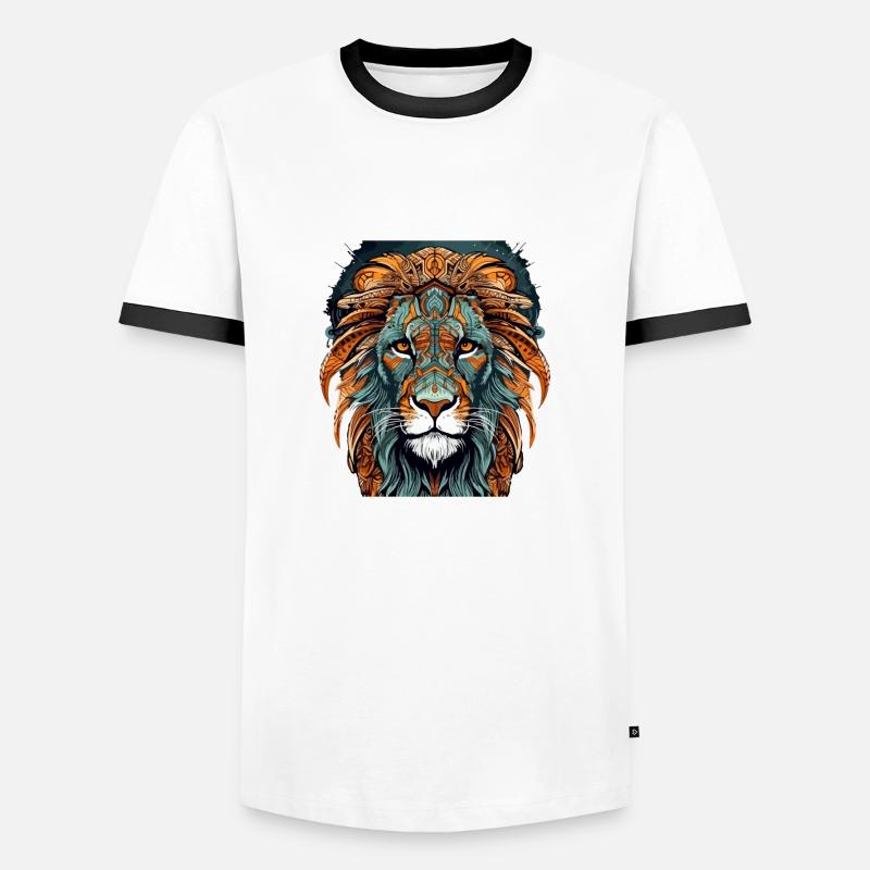 Simbo der Löwe - Männer Kontrast-T-Shirt - Weiß/Schwarz