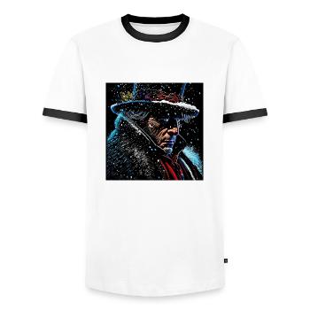 Ebenezer Scrooge Portrait - Men's Ringer Shirt - white/black - Front - AI Model Female 172 light (172cm) & AI Model Male 178 dark (178cm)