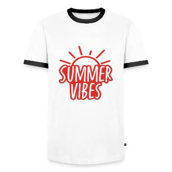 Summer Vibes - Männer Kontrast-T-Shirt - Weiß/Schwarz - Vorne - AI Model Female 172 light (172cm) & AI Model Male 178 dark (178cm)