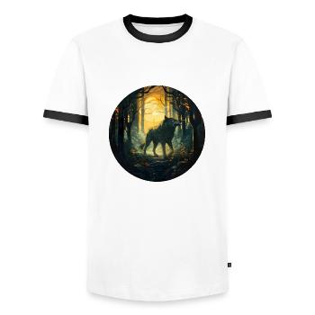 Mystischer Wolf - Männer Kontrast-T-Shirt - Weiß/Schwarz - Vorne - AI Model Female 172 light (172cm) & AI Model Male 178 dark (178cm)