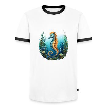 Seahorse - Men's Ringer Shirt - white/black - Front - AI Model Female 172 light (172cm) & AI Model Male 178 dark (178cm)