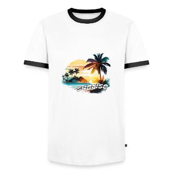 Lever du soleil - T-shirt contrasté Homme - blanc/noir - Devant - AI Model Female 172 light (172cm) & AI Model Male 178 dark (178cm)